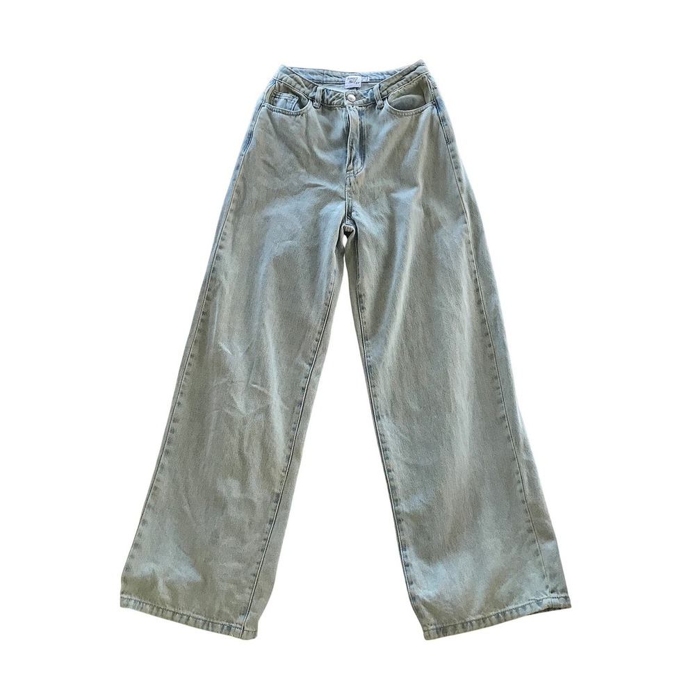 Princess Polly Light Wash Wide Leg High Waisted Denim Jeans Size 2 Distressed